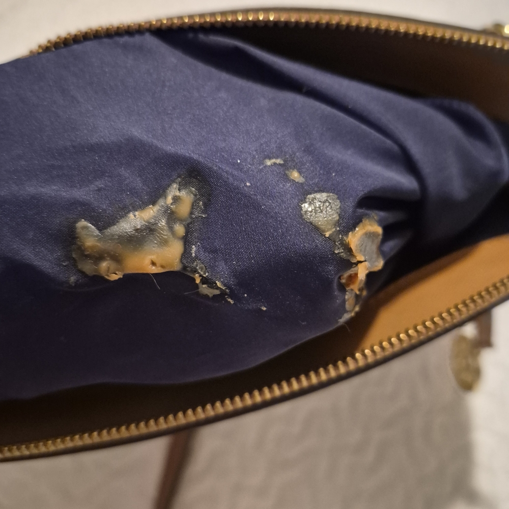 Anne Klein Tan and Black Floral Shoulder Bag - Picture 5 of 6